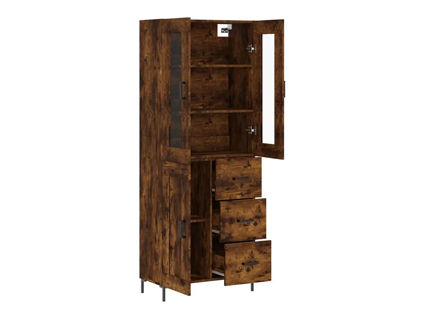 Aparador alto madera contrachapada roble ahumado 69,5x34x180 cm