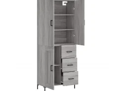 Aparador alto madera contrachapada gris sonoma 69,5x34x180 cm ES42328