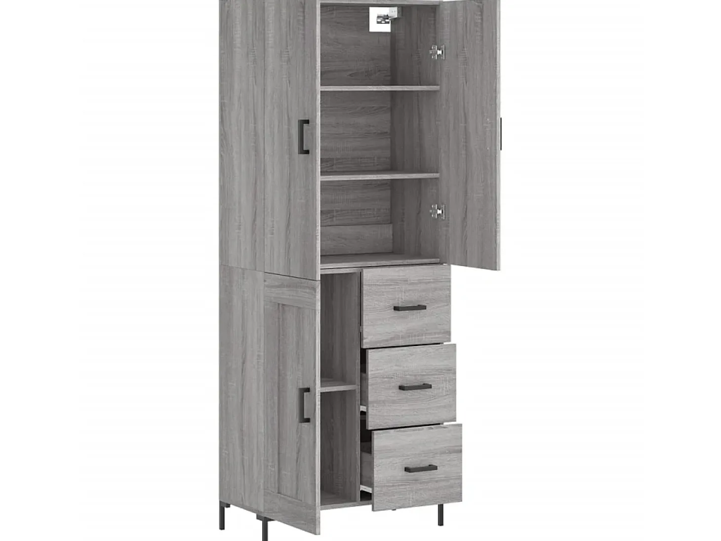 Aparador alto madera contrachapada gris sonoma 69,5x34x180 cm ES42328
