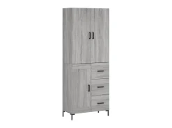 Aparador alto madera contrachapada gris sonoma 69,5x34x180 cm ES42328