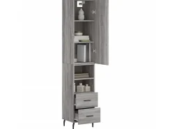Aparador alto madera contrachapada gris Sonoma 34,5x34x180 cm ES65295
