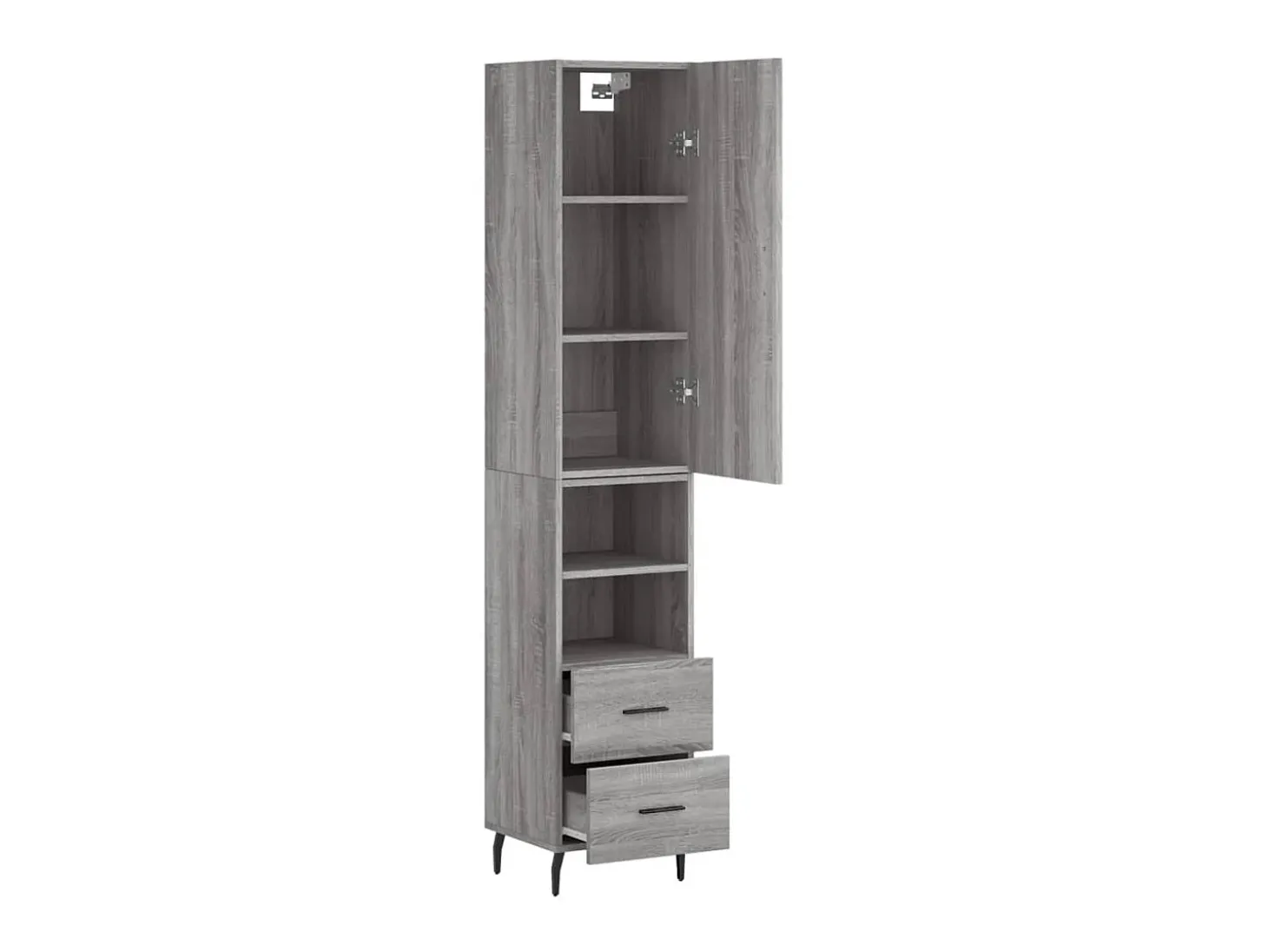 Aparador alto madera contrachapada gris Sonoma 34,5x34x180 cm ES65295