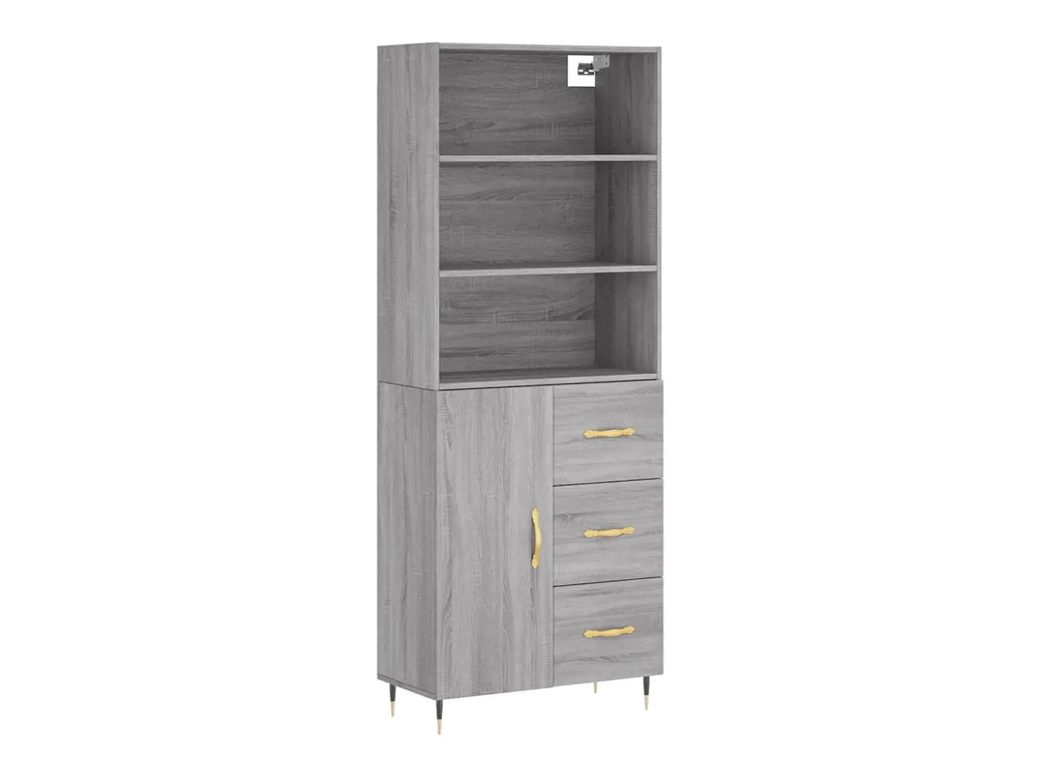 Aparador alto madera contrachapada gris sonoma 69,5x34x180 cm ES61512
