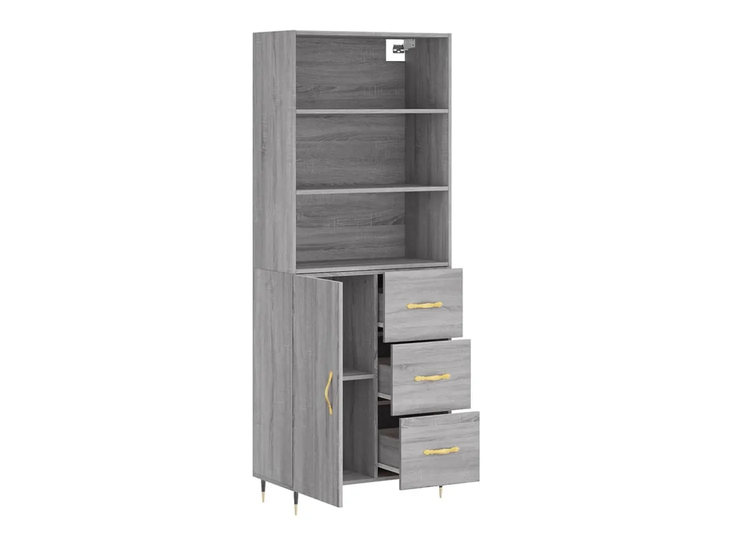 Aparador alto madera contrachapada gris sonoma 69,5x34x180 cm ES61512