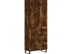 Aparador alto madera contrachapada roble ahumado 69,5x34x180 cm ES43653
