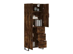 Aparador alto madera contrachapada roble ahumado 69,5x34x180 cm ES43653