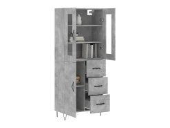 Aparador alto madera contrachapada gris hormigón 69,5x34x180 cm ES50541