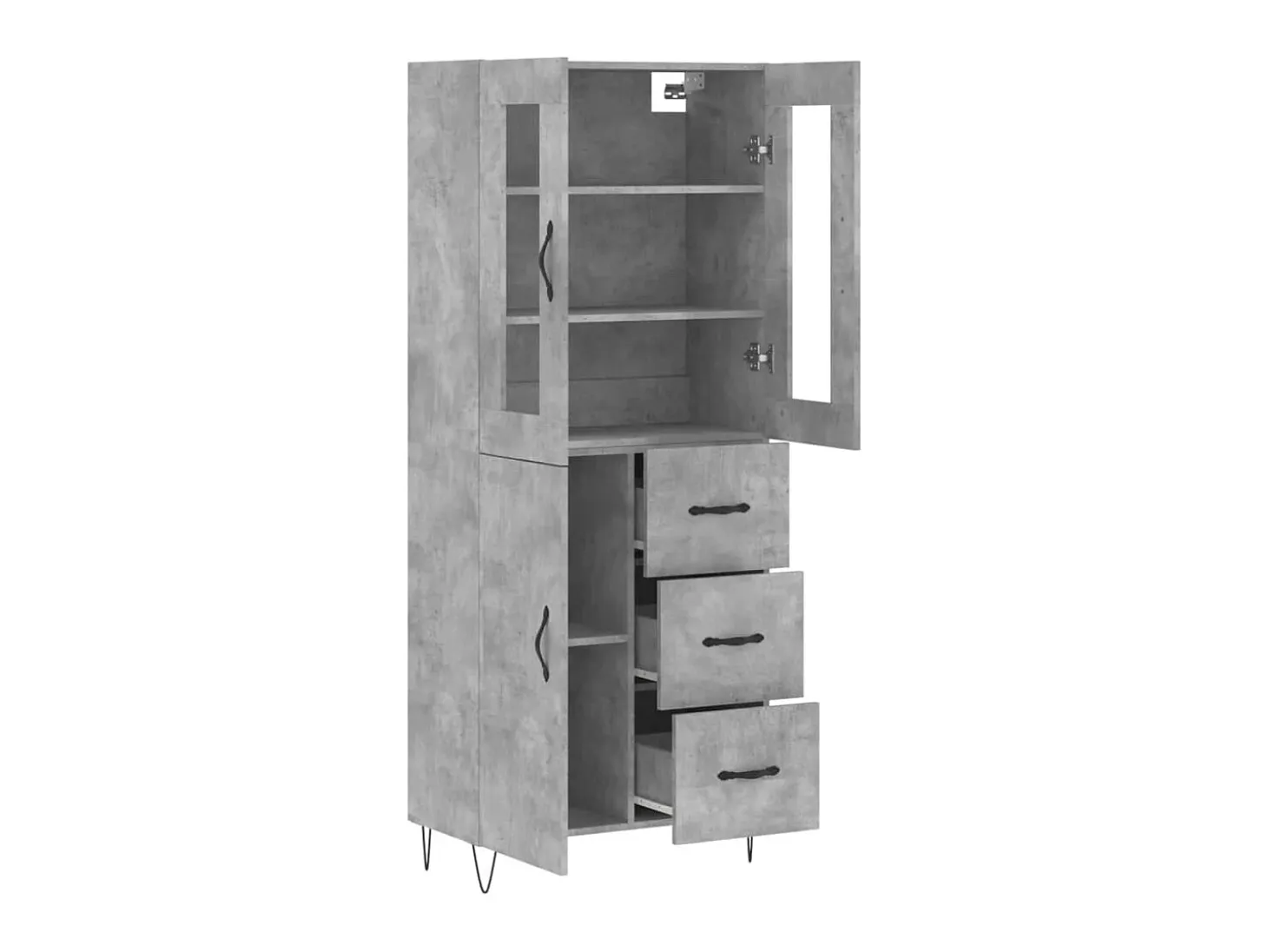 Aparador alto madera contrachapada gris hormigón 69,5x34x180 cm ES50541