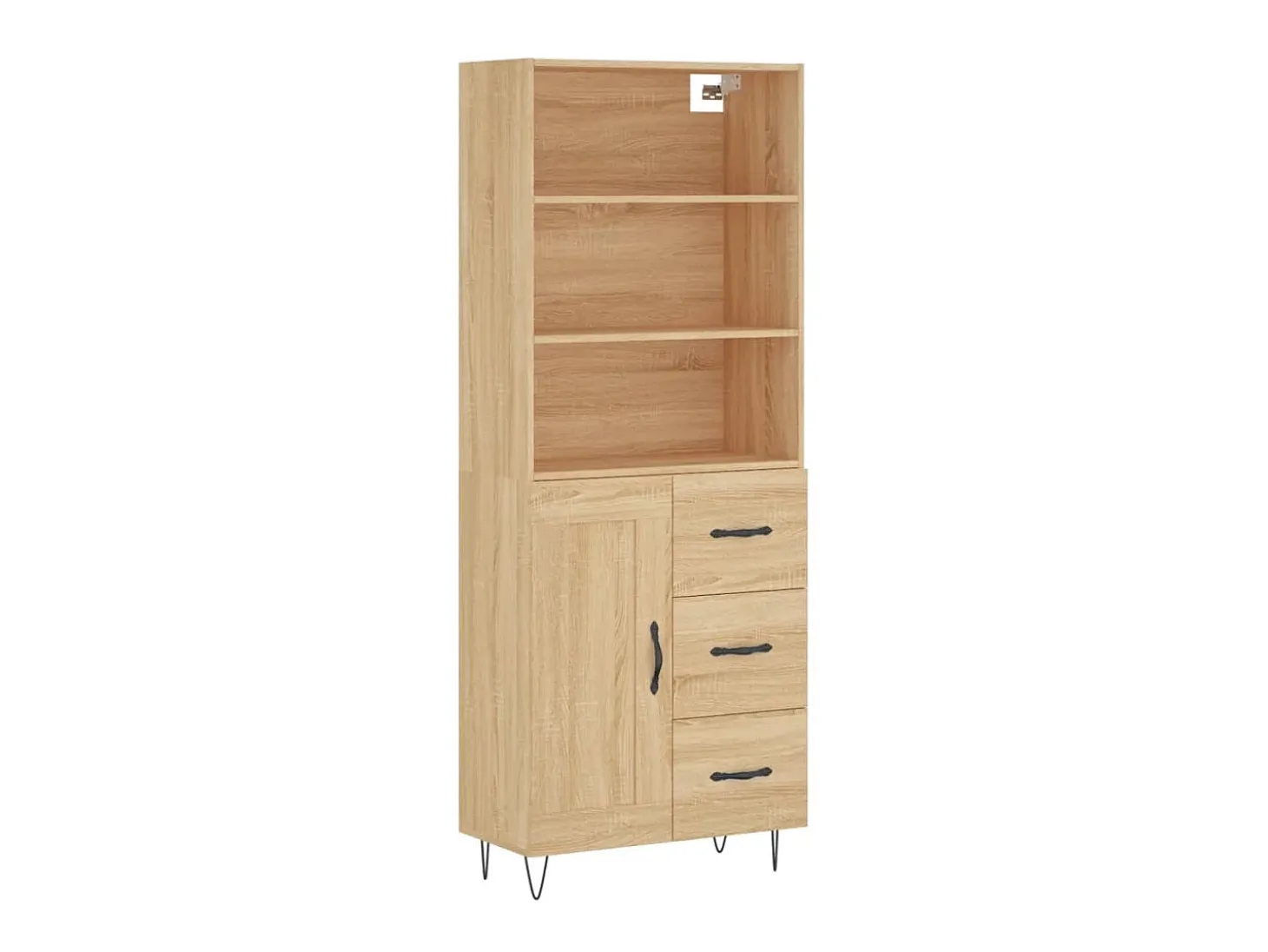 Aparador alto madera contrachapada color roble 69,5x34x180 cm ES79343