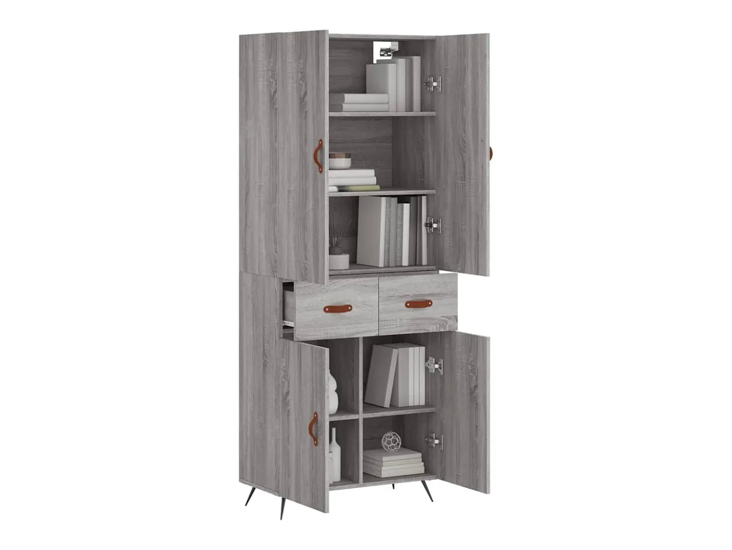 Aparador alto madera contrachapada gris sonoma 69,5x34x180 cm