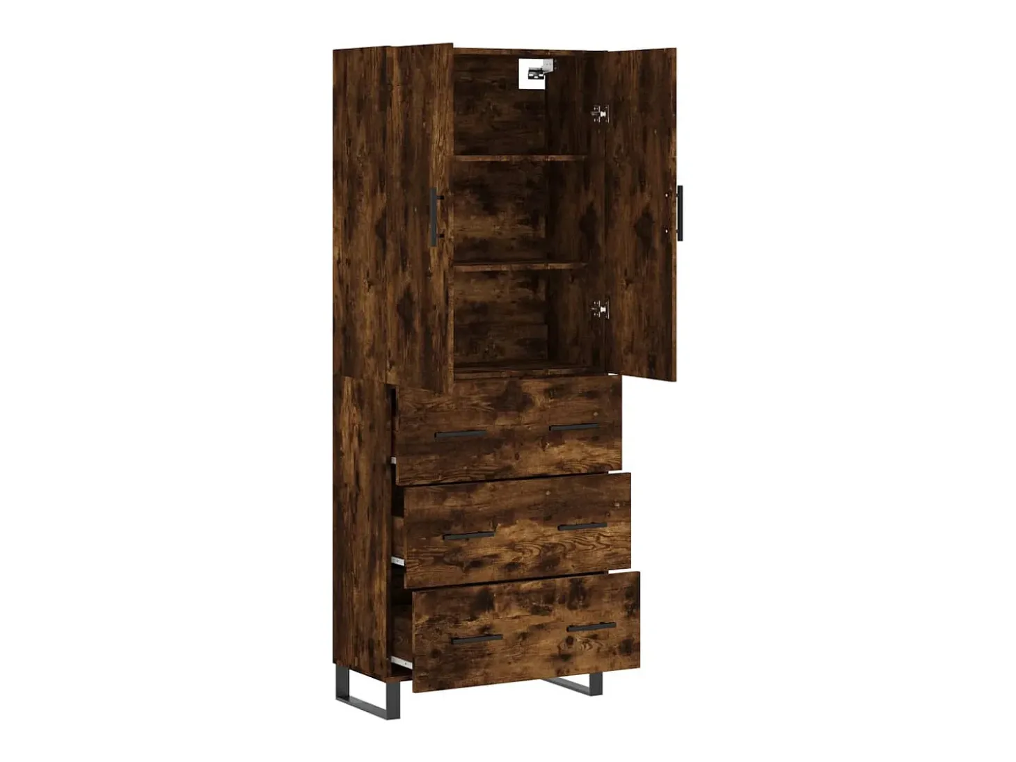 Aparador alto madera contrachapada roble ahumado 69,5x34x180 cm