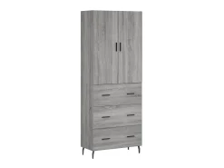 Aparador alto madera contrachapada gris sonoma 69,5x34x180 cm ES36869