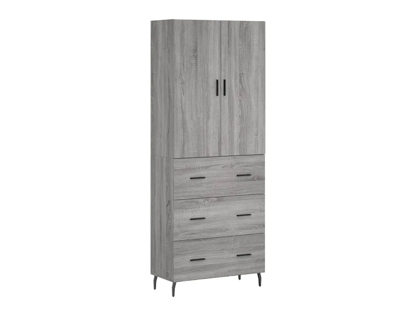 Aparador alto madera contrachapada gris sonoma 69,5x34x180 cm ES36869