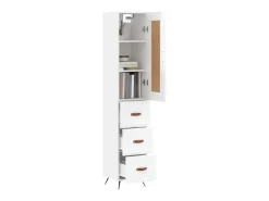 Aparador alto madera contrachapada blanco brillo 34,5x34x180 cm ES69913