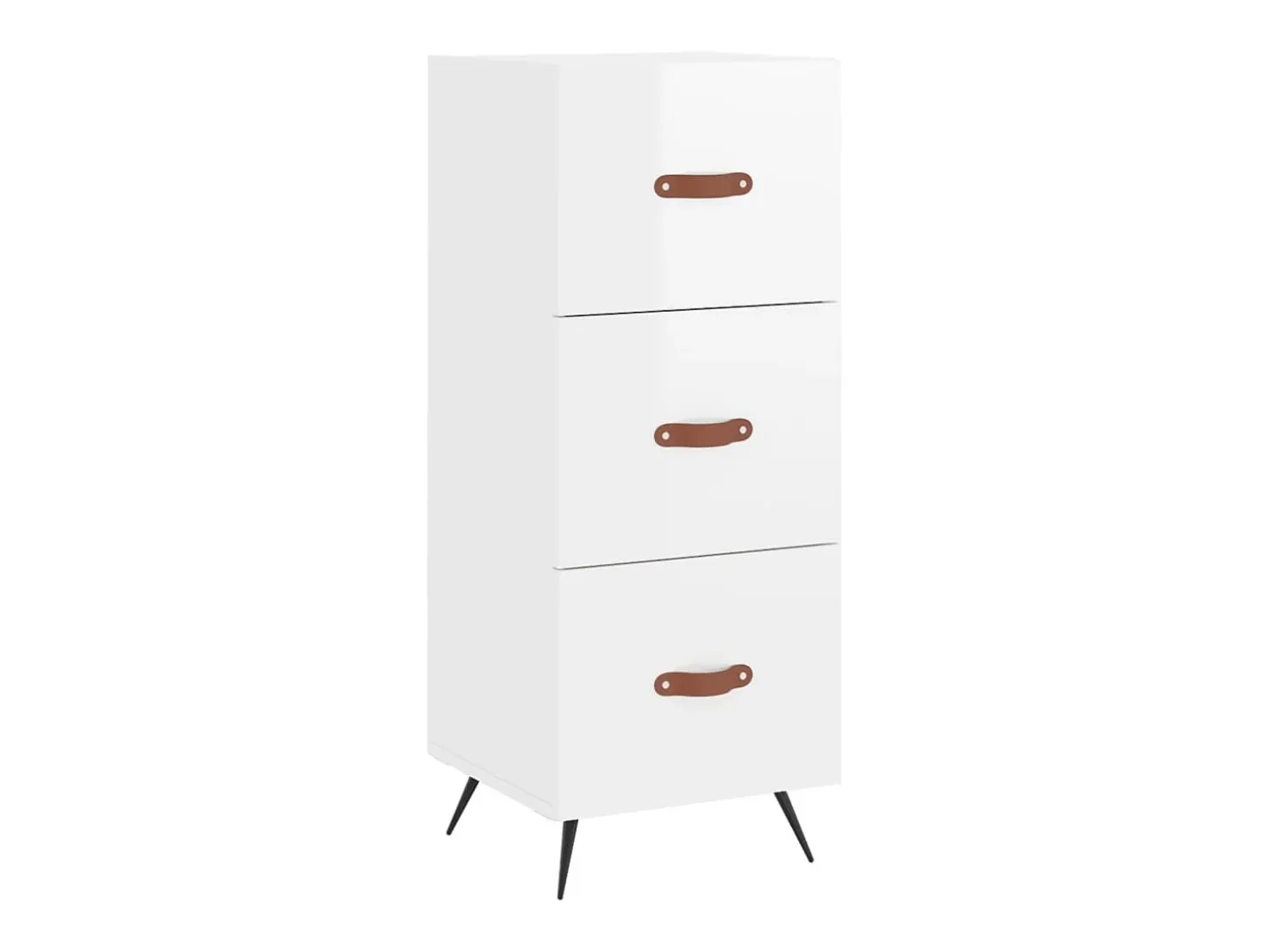 Aparador alto madera contrachapada blanco brillo 34,5x34x180 cm ES69913