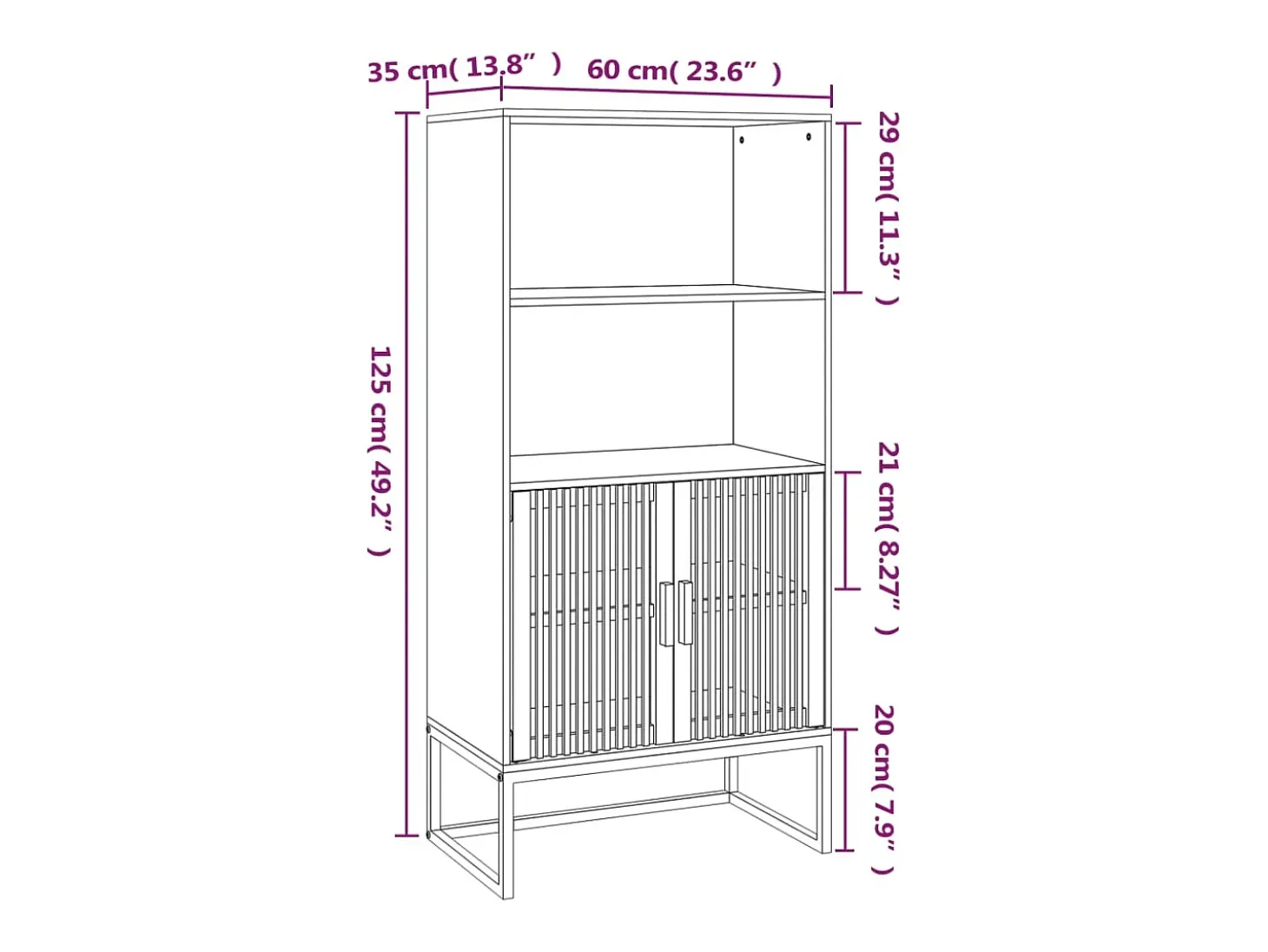 Aparador alto madera contrachapada 60x35x125 cm