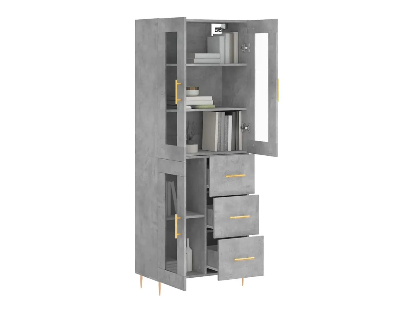 Aparador alto madera contrachapada gris hormigón 69,5x34x180 cm ES37950