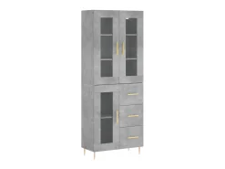 Aparador alto madera contrachapada gris hormigón 69,5x34x180 cm ES37950