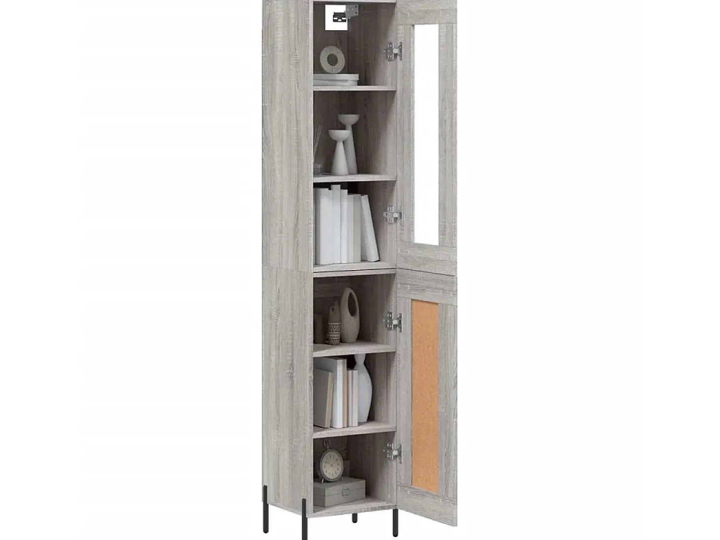 Aparador alto madera contrachapada gris Sonoma 34,5x34x180 cm ES82054