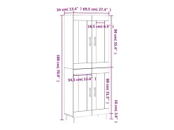 Aparador alto madera contrachapada color roble 69,5x34x180 cm