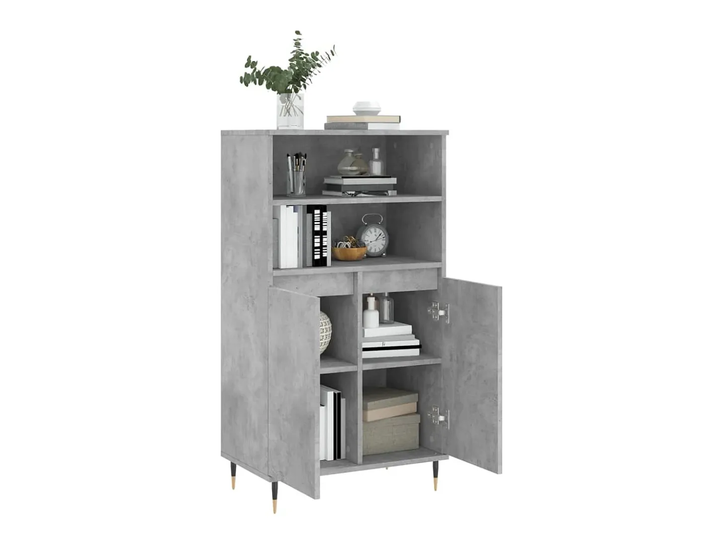 Aparador alto madera contrachapada gris hormigón 60x36x110 cm ES85292
