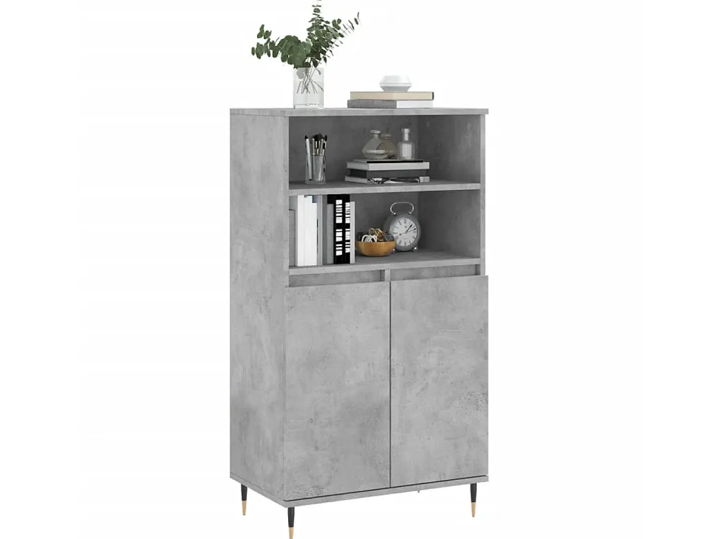 Aparador alto madera contrachapada gris hormigón 60x36x110 cm ES85292