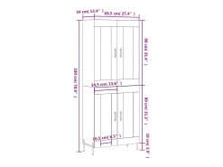 Aparador alto madera contrachapada blanco 69,5x34x180 cm