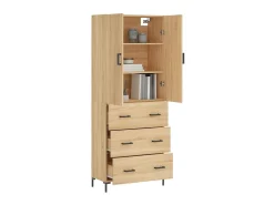 Aparador alto madera contrachapada color roble 69,5x34x180 cm ES79413