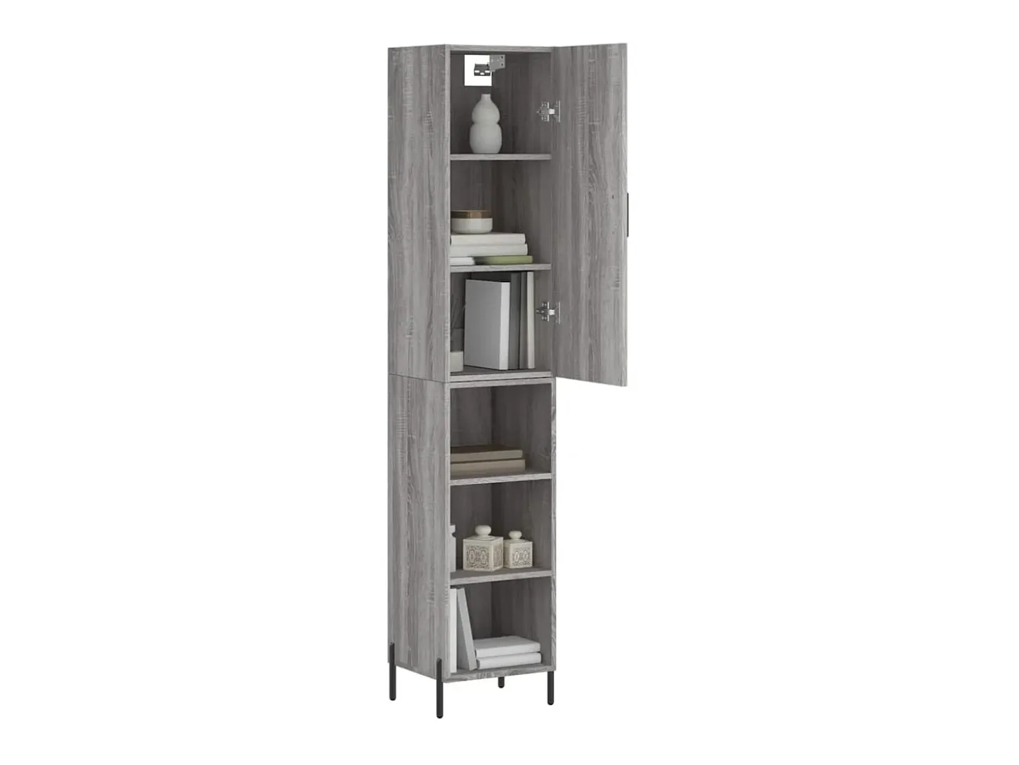 Aparador alto madera contrachapada gris Sonoma 34,5x34x180 cm ES74501