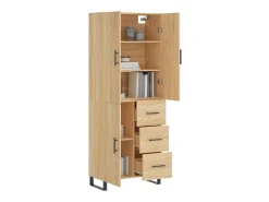Aparador alto madera contrachapada color roble 69,5x34x180 cm ES945955