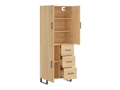 Aparador alto madera contrachapada color roble 69,5x34x180 cm ES945955