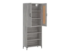 Aparador alto madera contrachapada gris sonoma 69,5x34x180 cm ES80975