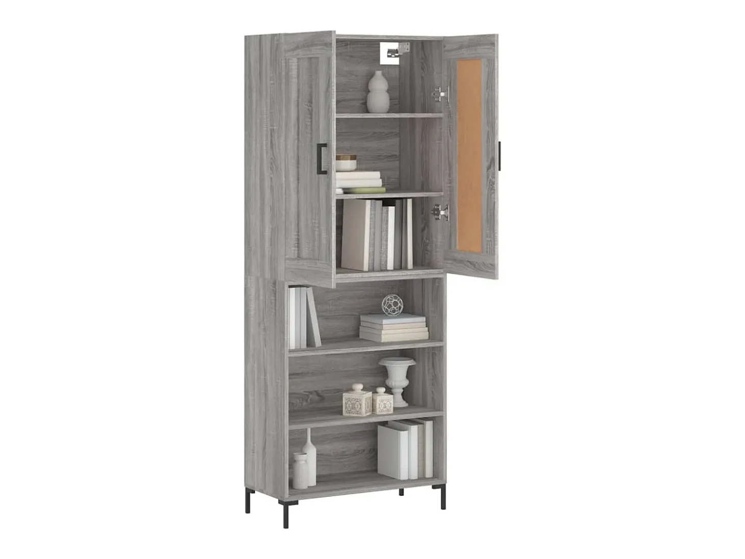 Aparador alto madera contrachapada gris sonoma 69,5x34x180 cm ES80975