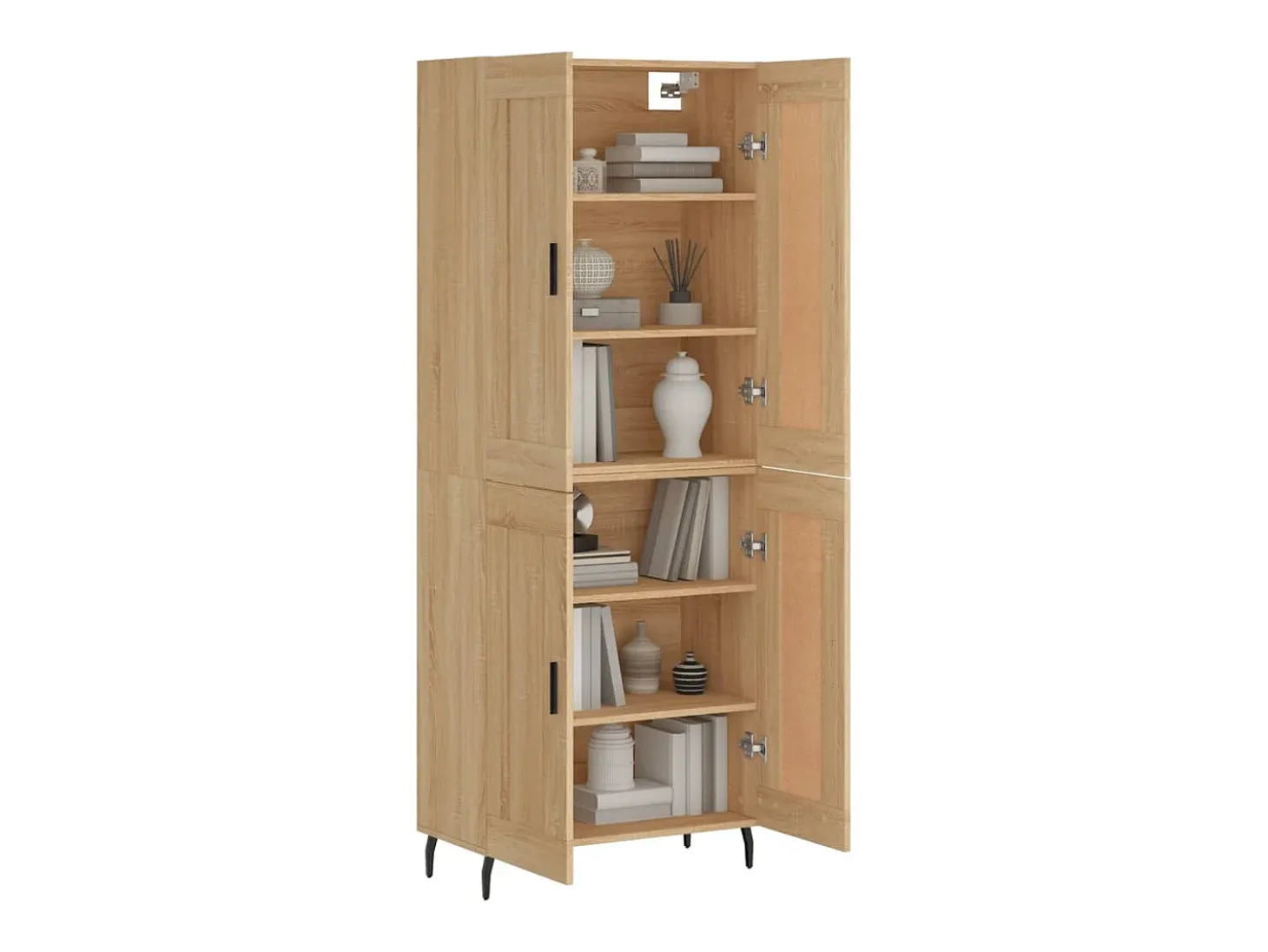 Aparador alto madera contrachapada color roble 69,5x34x180 cm