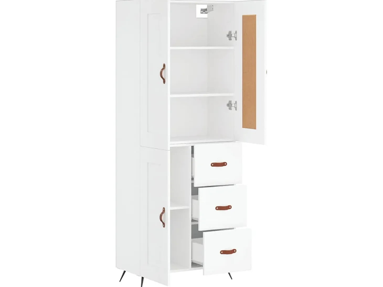 Aparador alto madera contrachapada blanco 69,5x34x180 cm ES50791
