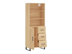 Aparador alto madera contrachapada color roble 69,5x34x180 cm