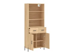 Aparador alto madera contrachapada color roble 69,5x34x180 cm ES98591