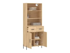 Aparador alto madera contrachapada color roble 69,5x34x180 cm ES98591