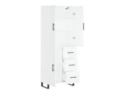 Aparador alto madera contrachapada blanco 69,5x34x180 cm