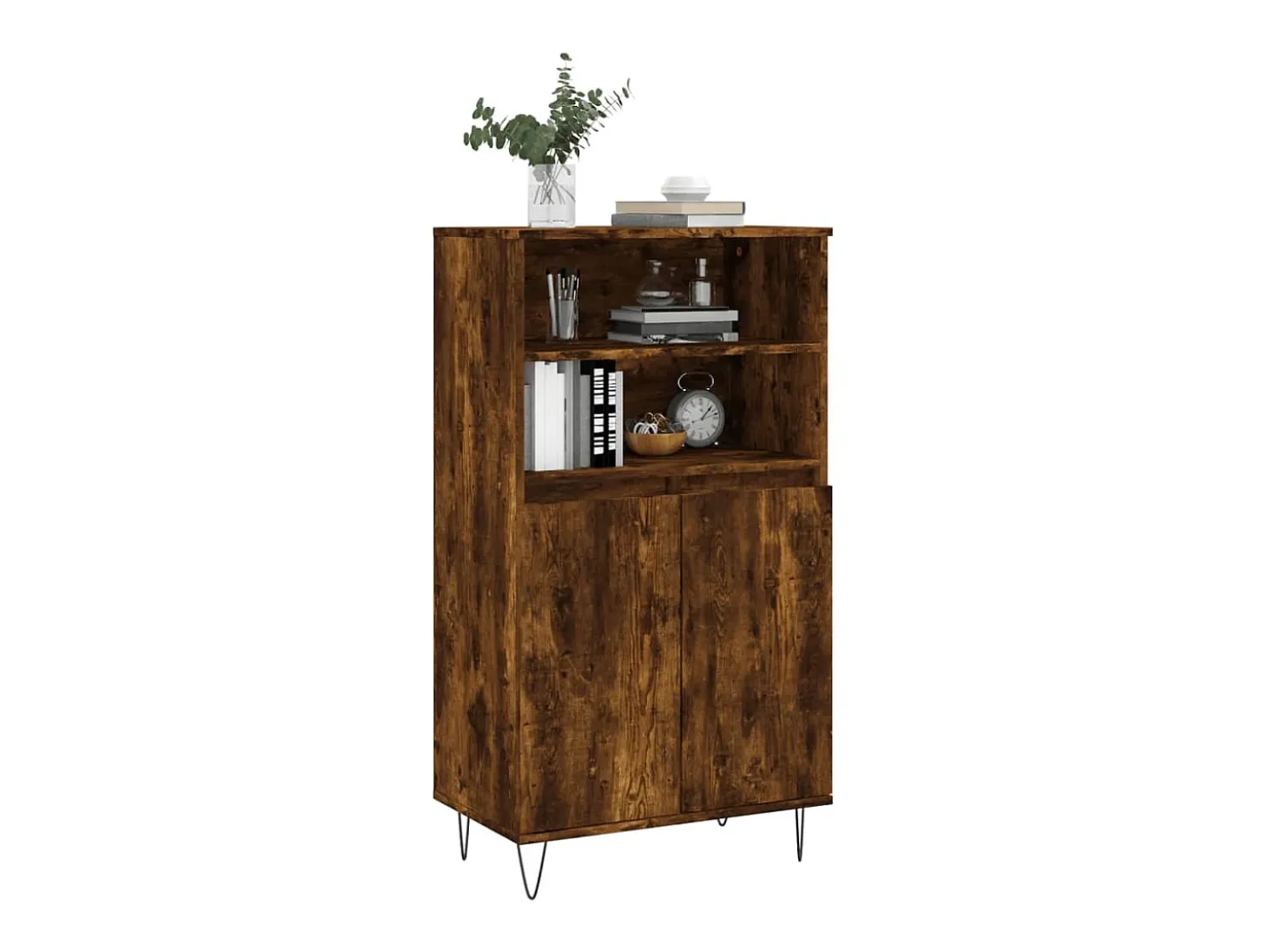 Aparador alto madera contrachapada roble ahumado 60x36x110 cm ES71684