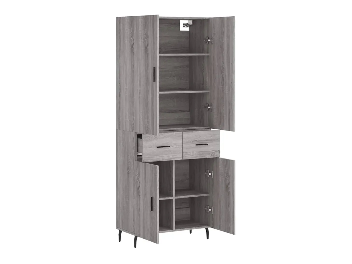 Aparador alto madera contrachapada gris sonoma 69,5x34x180 cm ES23731