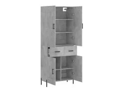 Aparador alto madera contrachapada gris hormigón 69,5x34x180 cm ES98766