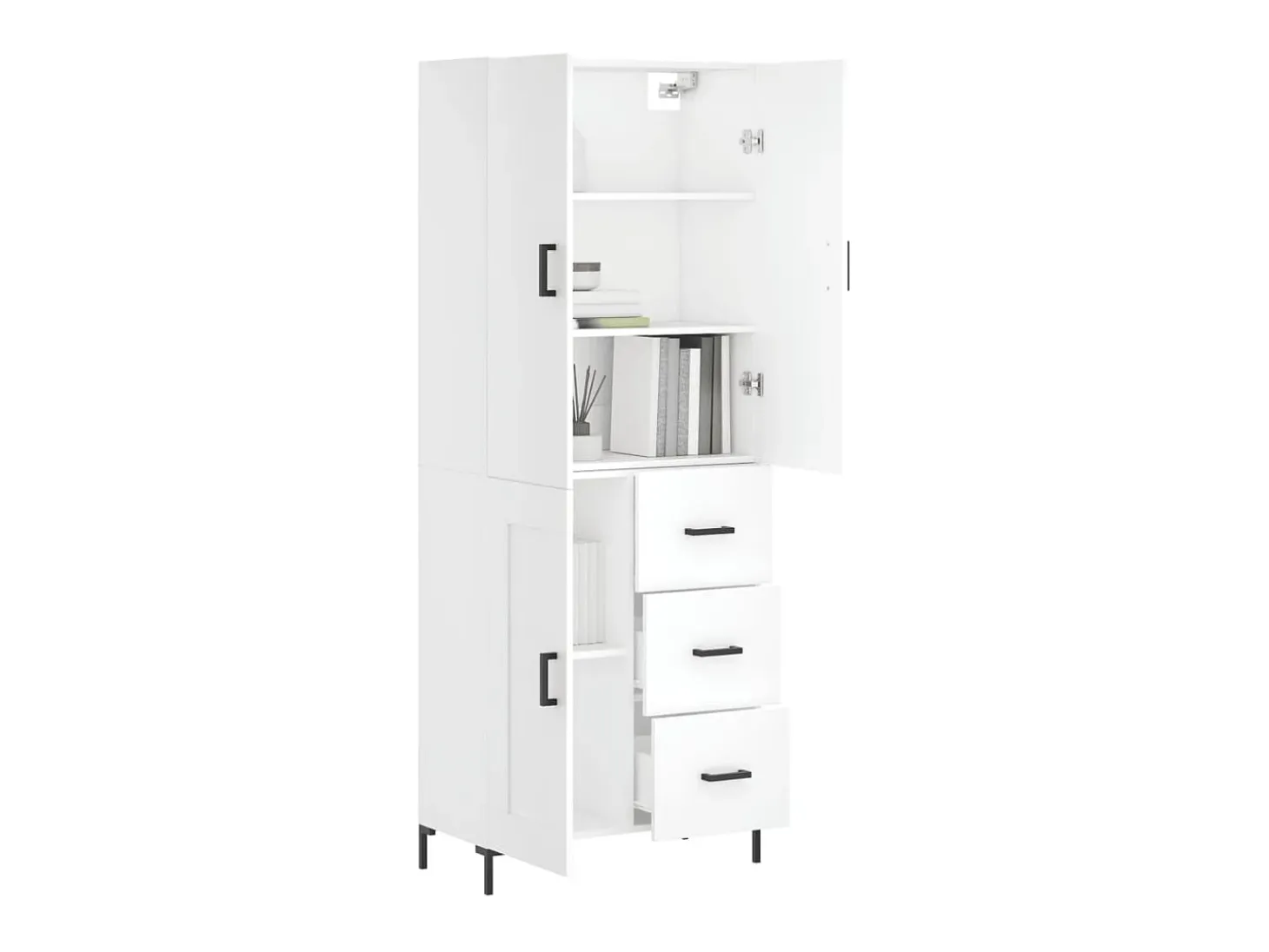Aparador alto madera contrachapada blanco 69,5x34x180 cm ES78150