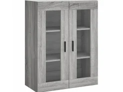 Aparador alto madera contrachapada gris sonoma 69,5x34x180 cm ES89097