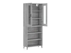 Aparador alto madera contrachapada gris sonoma 69,5x34x180 cm ES89097