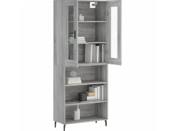 Aparador alto madera contrachapada gris sonoma 69,5x34x180 cm ES89097