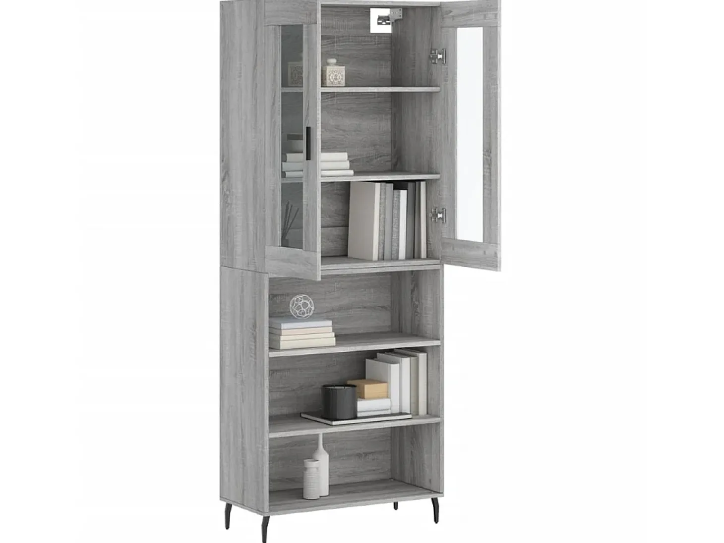 Aparador alto madera contrachapada gris sonoma 69,5x34x180 cm ES89097