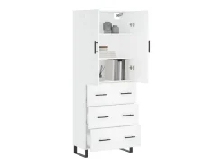 Aparador alto madera contrachapada blanco 69,5x34x180 cm ES93610