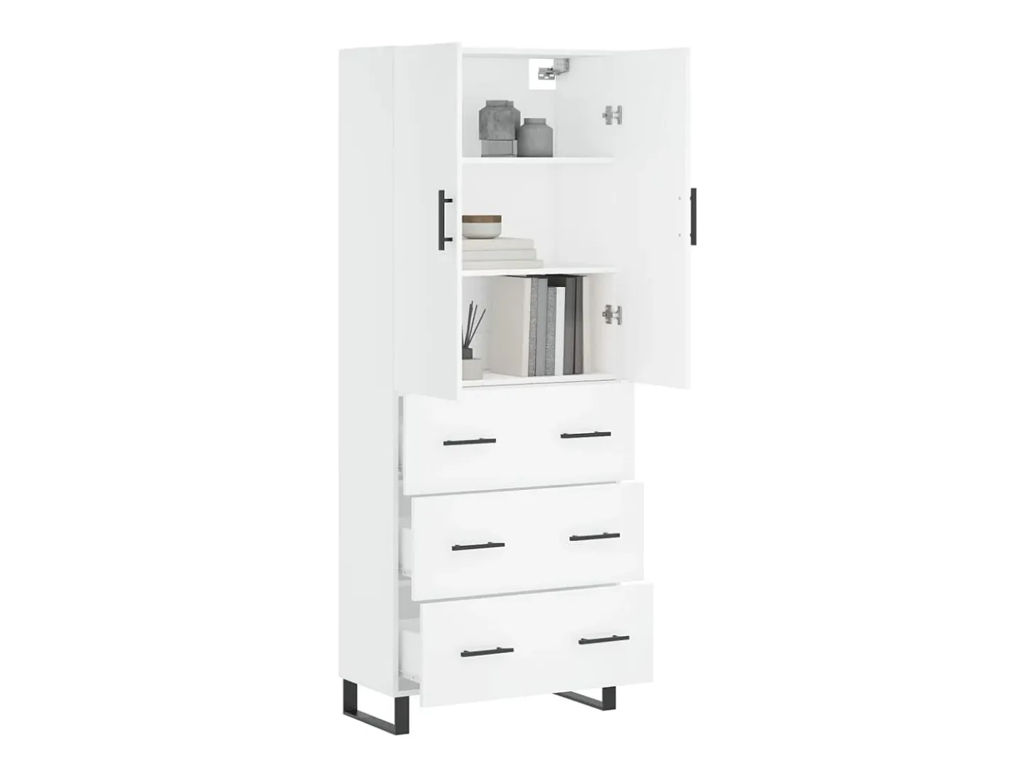 Aparador alto madera contrachapada blanco 69,5x34x180 cm ES93610