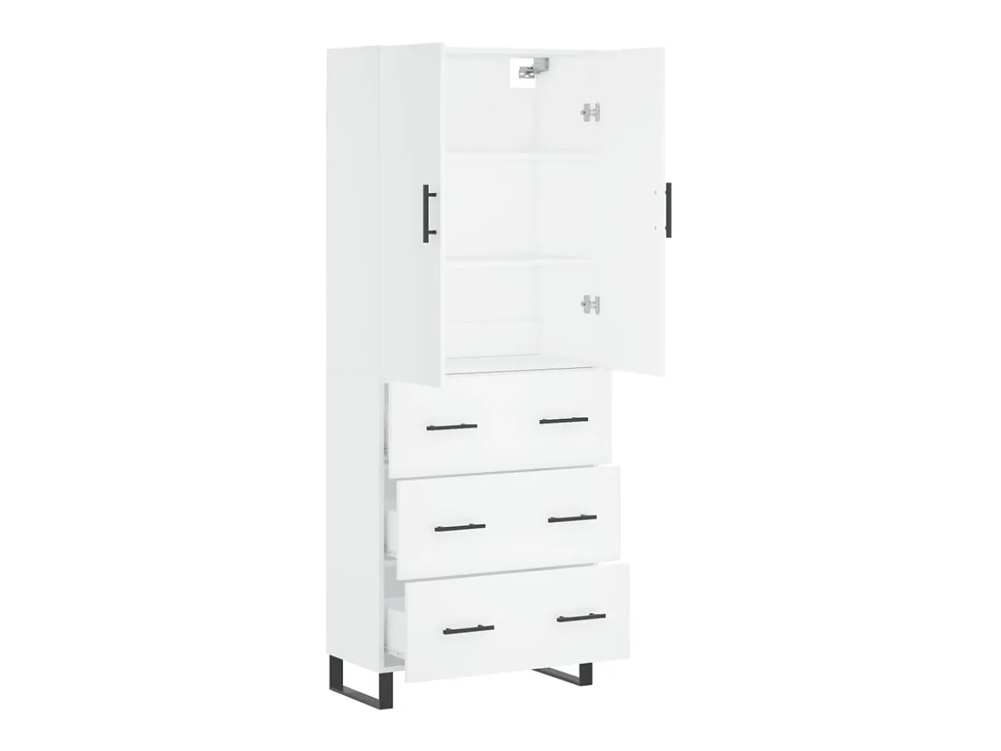 Aparador alto madera contrachapada blanco 69,5x34x180 cm ES93610